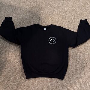 Gildan Women's Black Sweatshirt with Smiley Emblem
